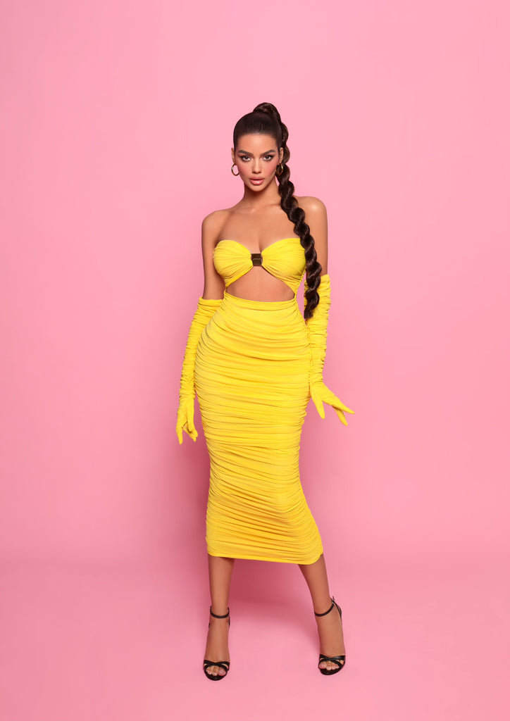 Yellow Midi Dress - FJOLLA NILA™ 